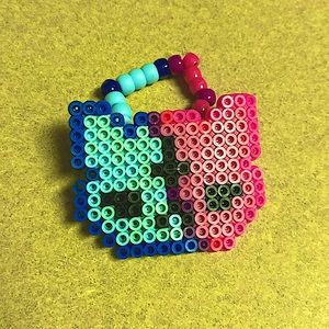 Half faced perler cat kandi single bracelet